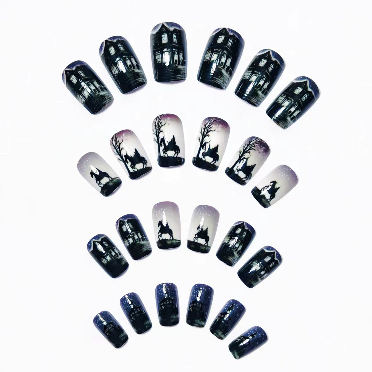 Artistic Night Scene Nail Art Acalora