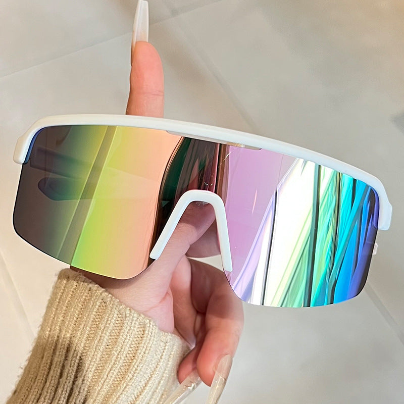 Unisex nan sporty shield sunglasses with continuous visor glass and non-slip nose pads Kalsten
