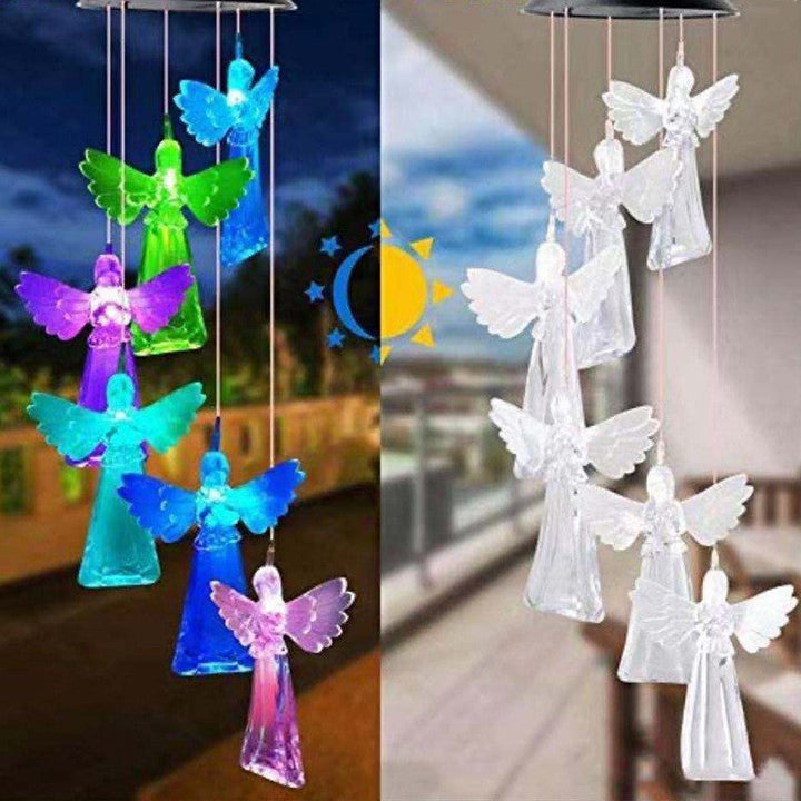 Solar-Powered Hanging Hummingbird LED Wind Chime With Color-Changing RGB Acrylic Birds And Weatherproof Top Kalsten