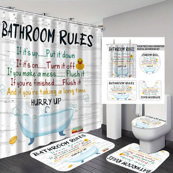 Bathroom Rules Digital Bathroom Décor Set Kalsten
