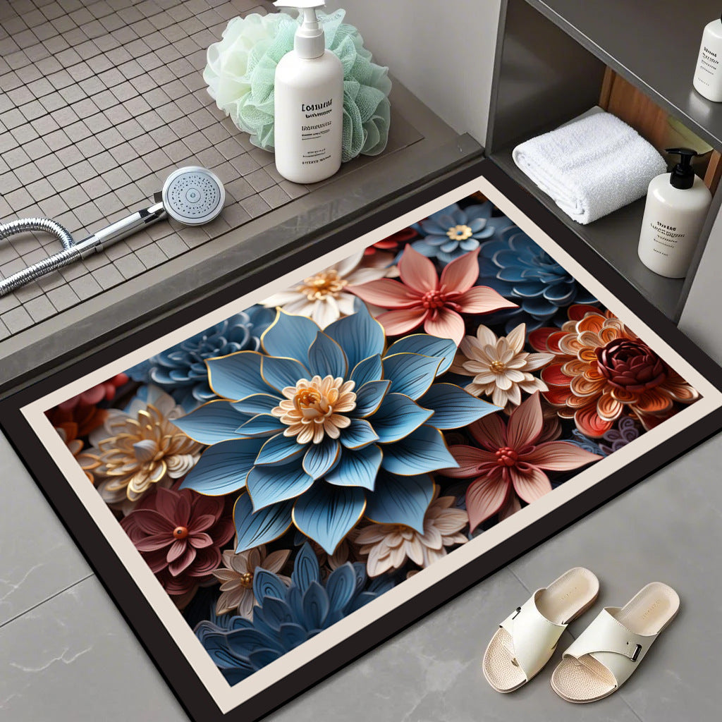 Floral Patterned Comfort Bath Mat Acalora