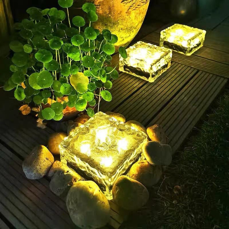 Solar Glass Paver Garden Pathway Light With Integrated Warm LED Modules Kalsten