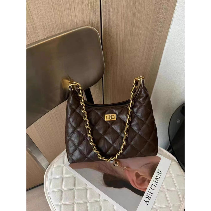 Elegant Chain-Embellished Hobo Bag Kalsten