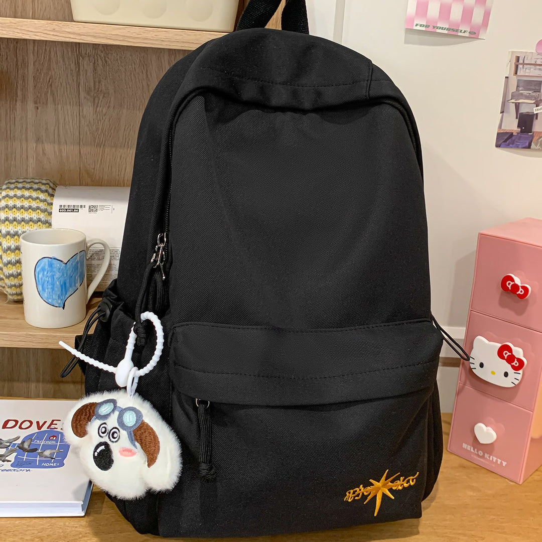 Casual Fabric Zip-Up School Backpack