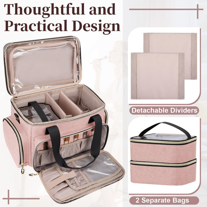 Cosmetic organizer bag with multiple compartments and transparent pockets Kalsten