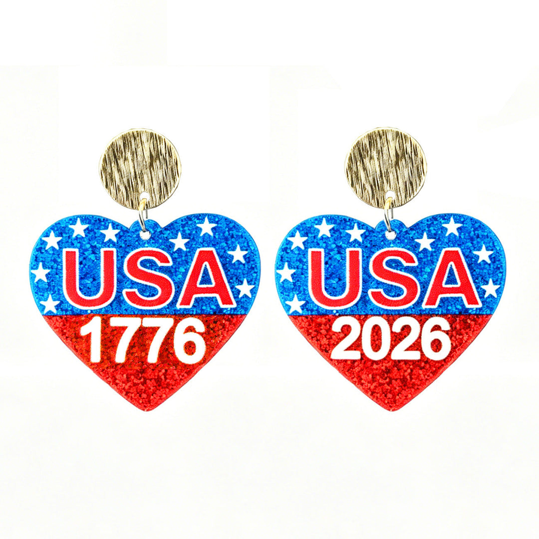 Ladies nan Statement bow earrings made of acrylic with glittering star stripe design and round studs Kalsten