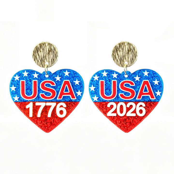 Ladies nan Statement bow earrings made of acrylic with glittering star stripe design and round studs Kalsten