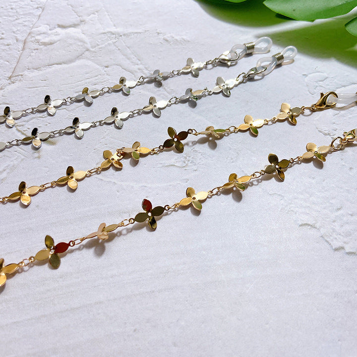 Fashionable glasses holder chain with filigree flower pendants Kalsten