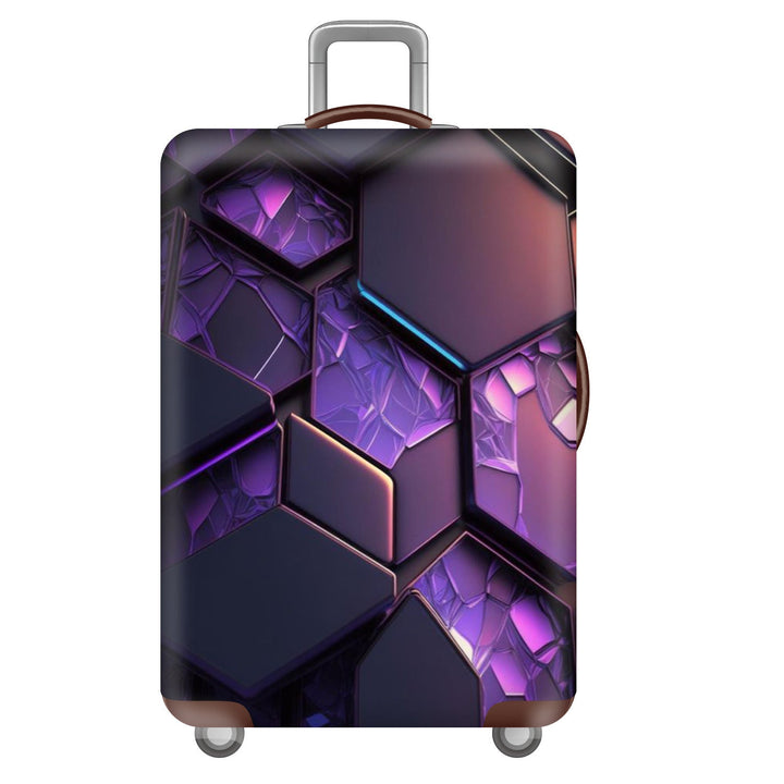 Unisex large hard shell suitcase with sturdy trolley handle and elastic motif protective cover superhero design Kalsten