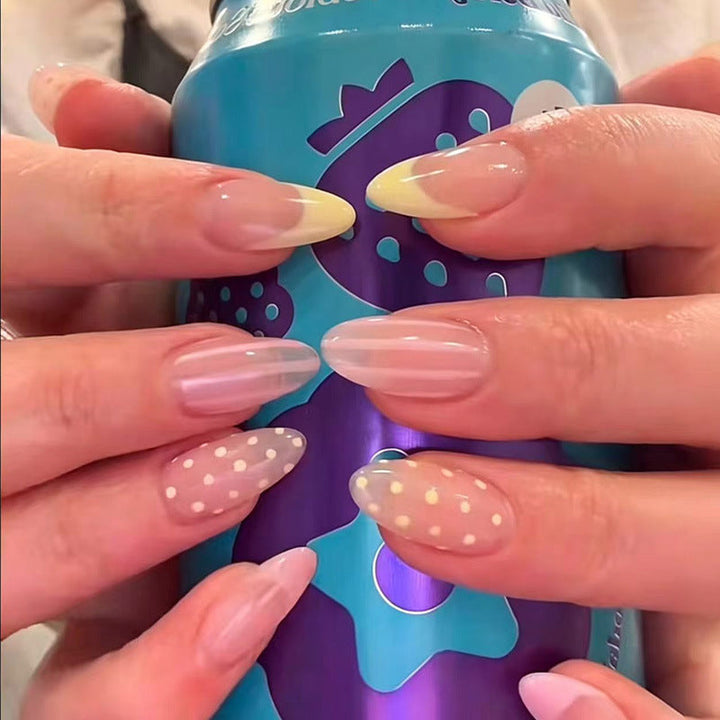 Artistic Press-On Nail Set with Polka Dot and Ombre Design Kalsten