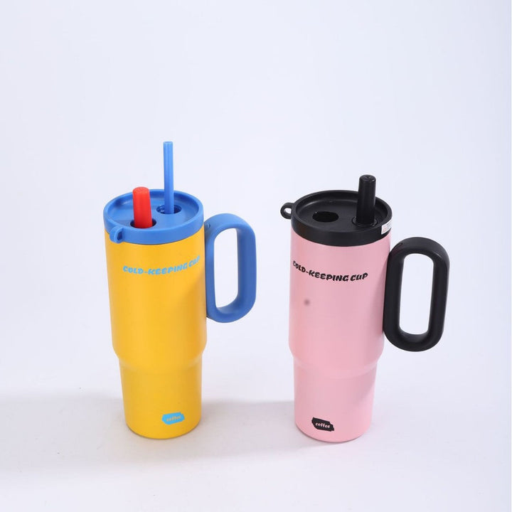 Unisex insulated cup with practical handle and straw function Kalsten