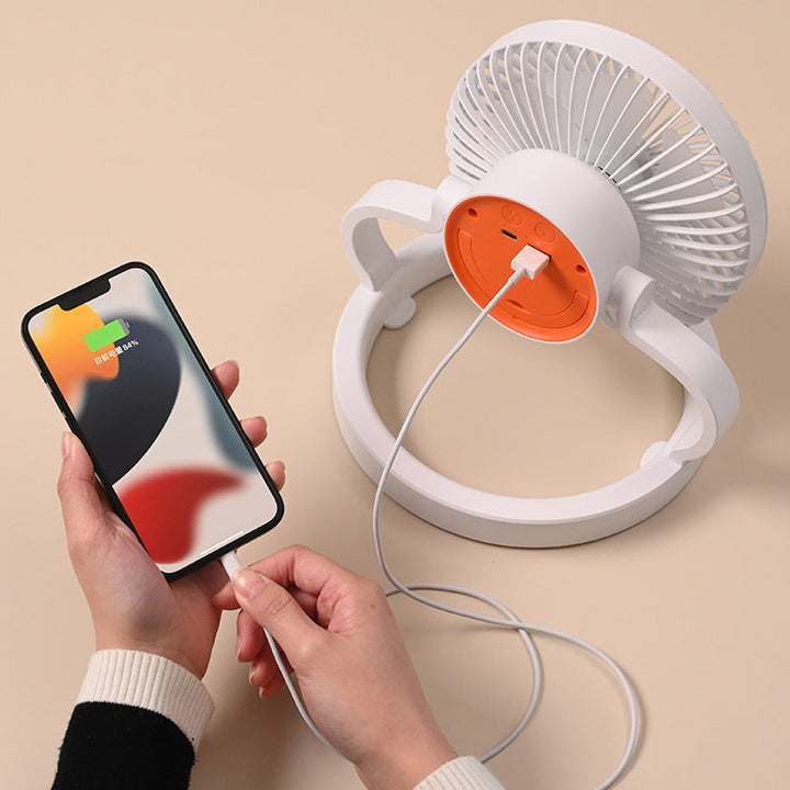 Unisex rechargeable table fan with foldable stand, adjustable angle, and silent DC motor Kalsten