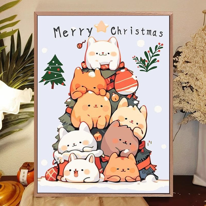 Whimsical Cat-Themed Holiday Canvas Art Print Kalsten