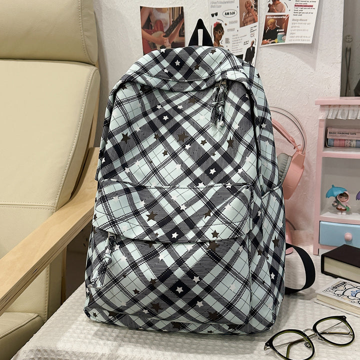 Backpack with Fashionable Check Pattern and Practical Compartments Kalsten