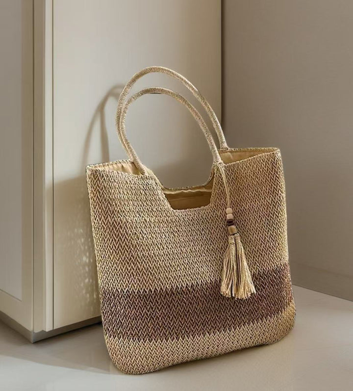 Macrame Tote Bag with Fashionable Tassel Accent Kalsten