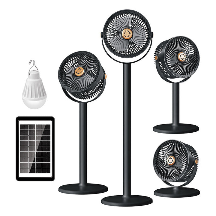 Unisex nan multifunctional solar-powered stand fan with LED light, multi-stage wind control, height adjustable and power bank function Kalsten