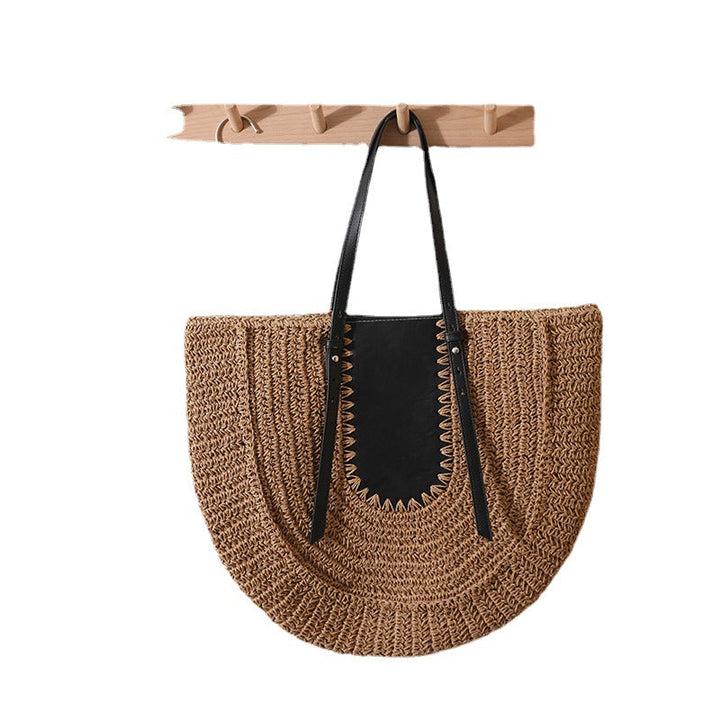 Elegant Handmade Straw Bag with Leather Accents Kalsten