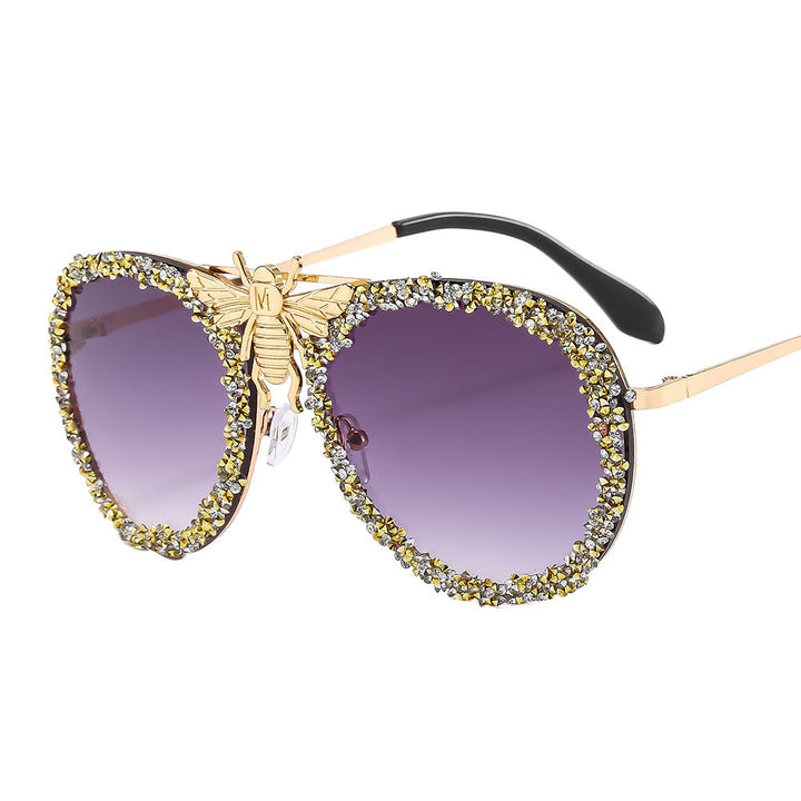Women Glamorous Oversized Sunglasses with Unique Decorative Frame Kalsten