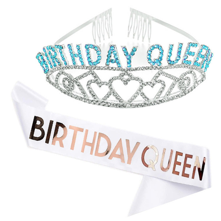 Women's Sparkling Tiara and Sash Set Kalsten