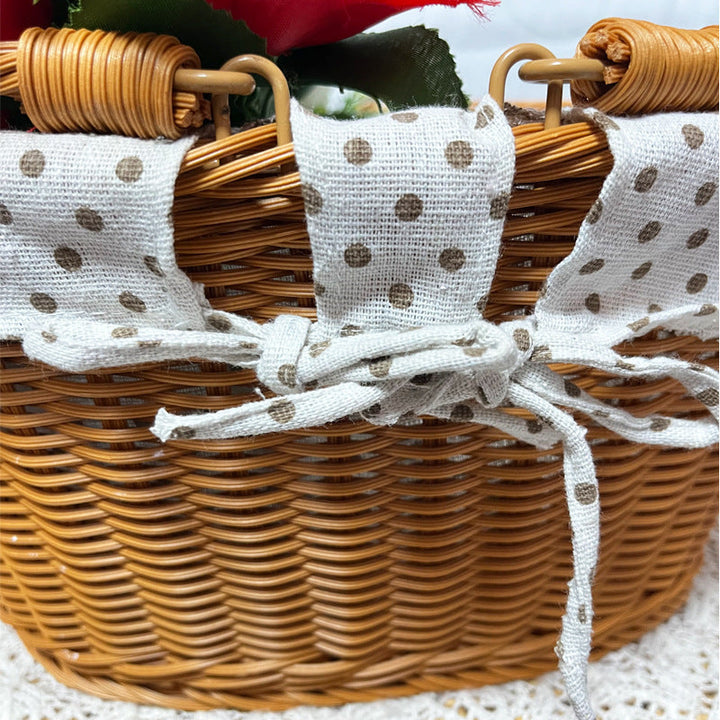 Ladies Elegant Braided Basket with Removable Fabric Insert Kalsten