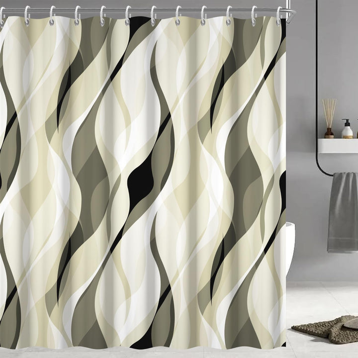 Abstract Wave Pattern Shower Curtain Kalsten