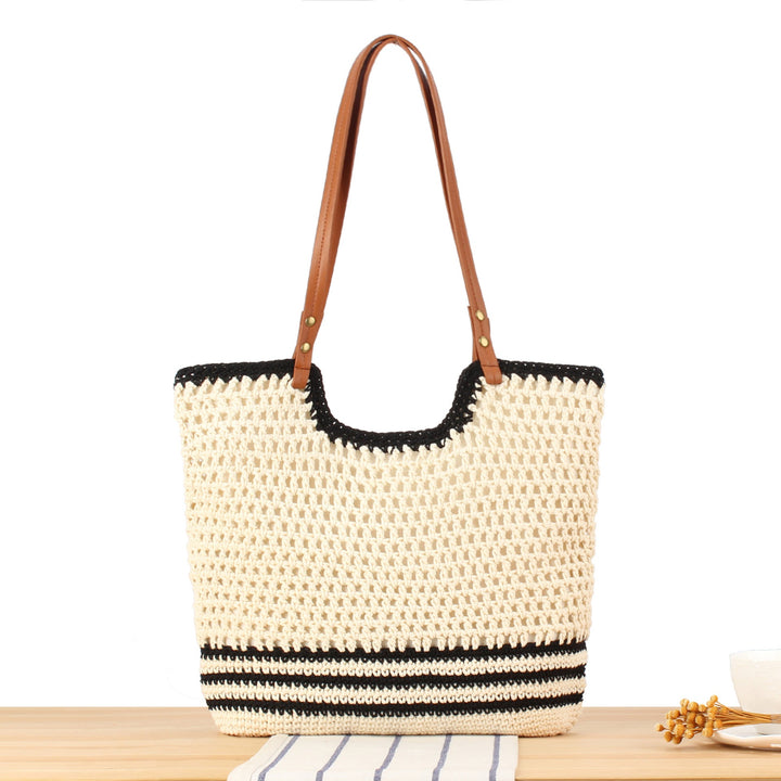 Stylish Macrame Tote Bag with Sturdy Leather Handles Kalsten