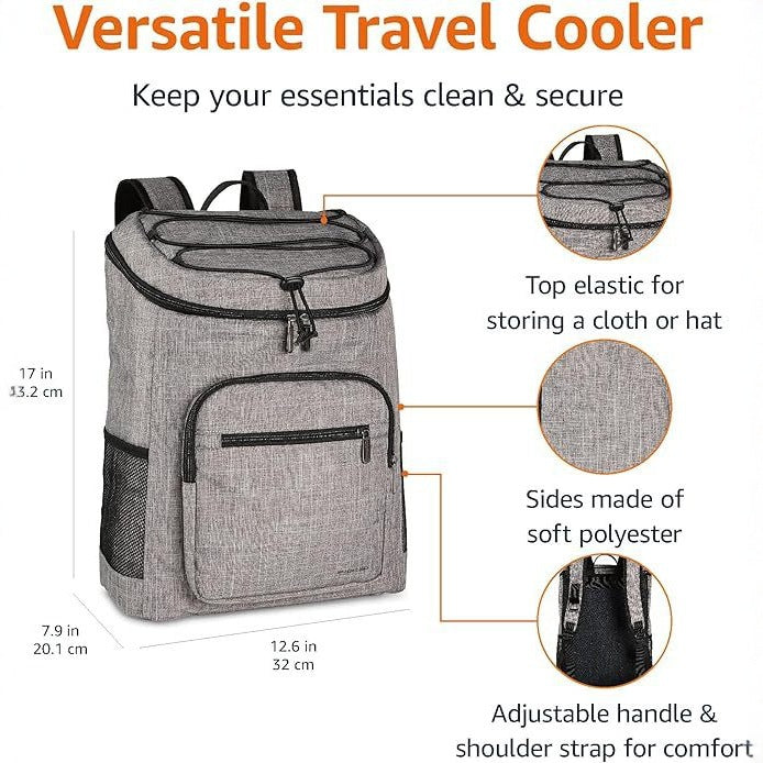 Unisex nano insulated lunch backpack with insulating inner lining and multifunctional organizer pockets Kalsten