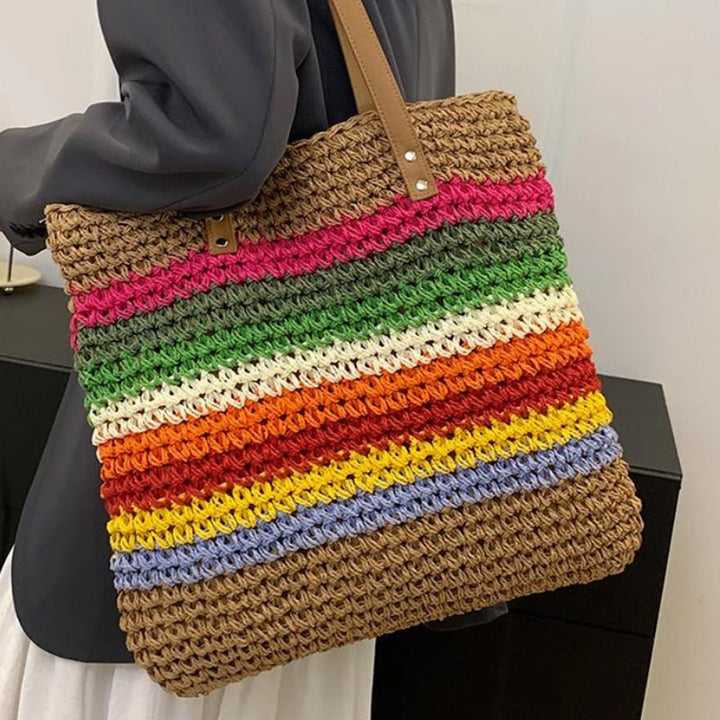 Handcrafted Tote Bag Made from Sustainable Materials with Colorful Stripes Kalsten