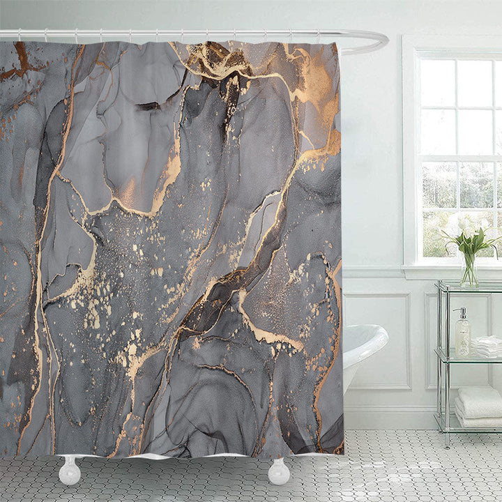 Elegant Marble-Patterned Shower Curtain Kalsten