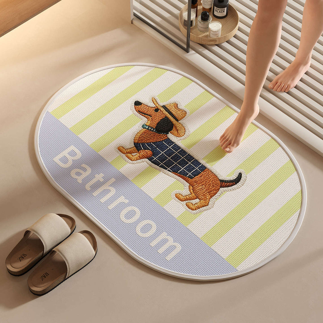 Decorative Dog-Themed Bath Mat