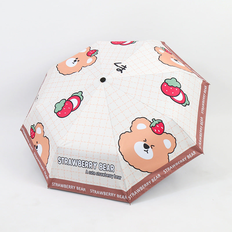 Ladies Folding Umbrella with Cute Bear Design Kalsten