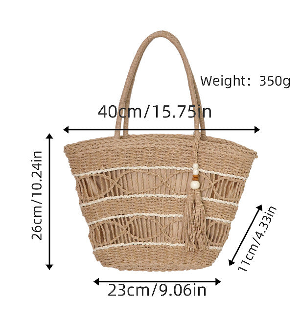Braided basket bag with tassel details Kalsten