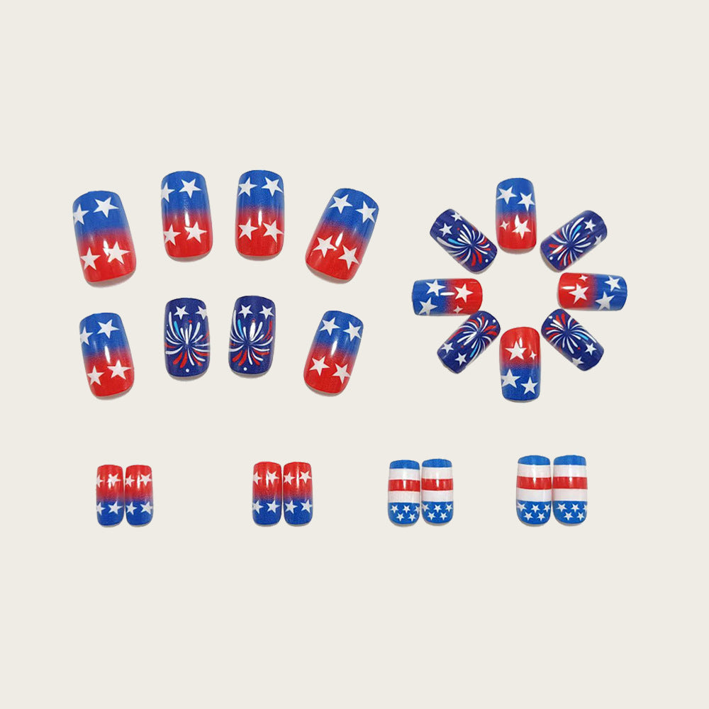 Women's nan patriotic press-on manicure kit with star and fireworks nail wraps Kalsten