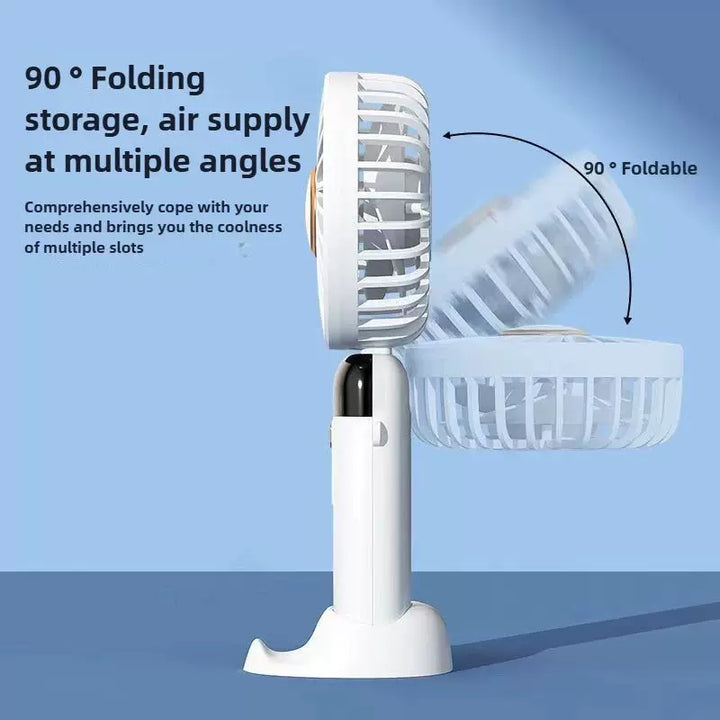 Unisex One Size Foldable Rechargeable Hand Fan with Multiple Speeds LED Display Removable Charging Base Kalsten