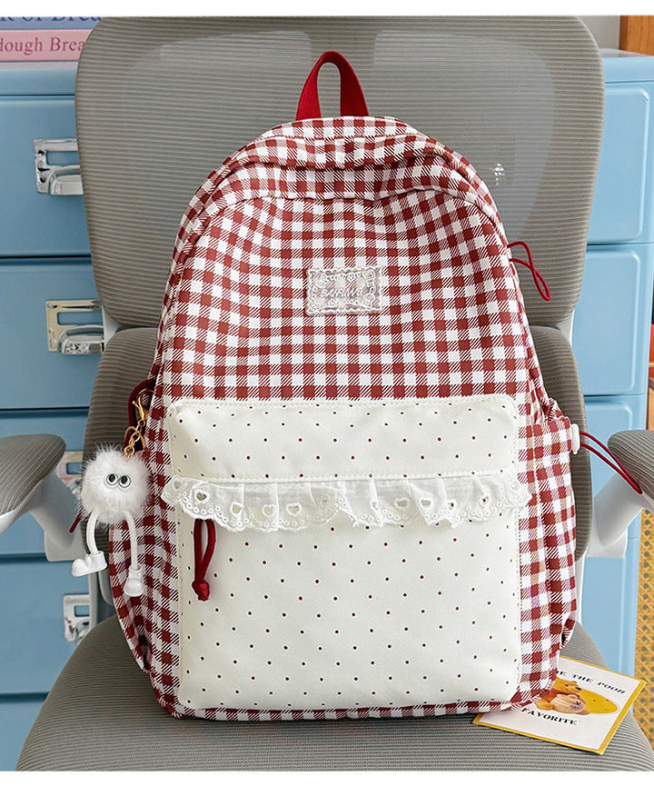Cute Gingham Patterned School Backpack