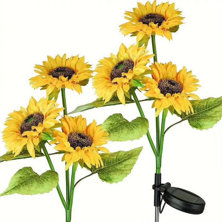 Solar-Powered Decorative Sunflower Garden Stake With Multi-Bloom LED Waterproof Panel Kalsten