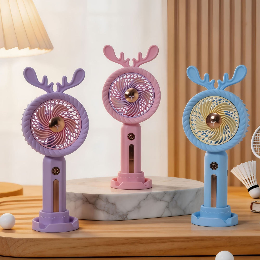 Women's Portable Hand Fan with Creative Antler Design Kalsten