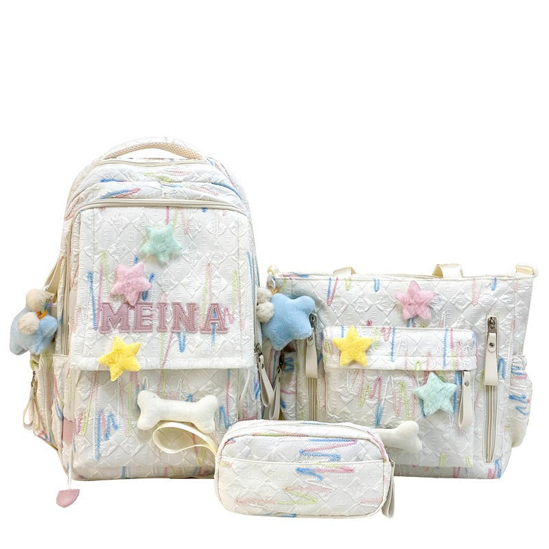 Cute Quilted School Backpack and Tote Set Kalsten