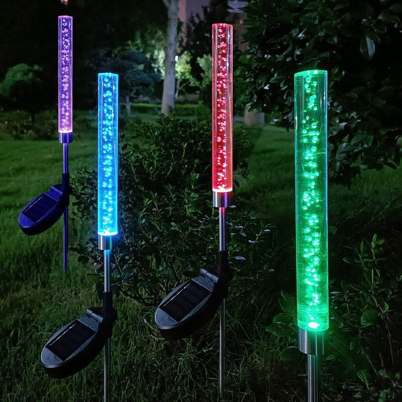 RGB Bubbling Acrylic Garden Stake With Adjustable Stainless Steel Spike And Dusk-To-Dawn Sensor Kalsten