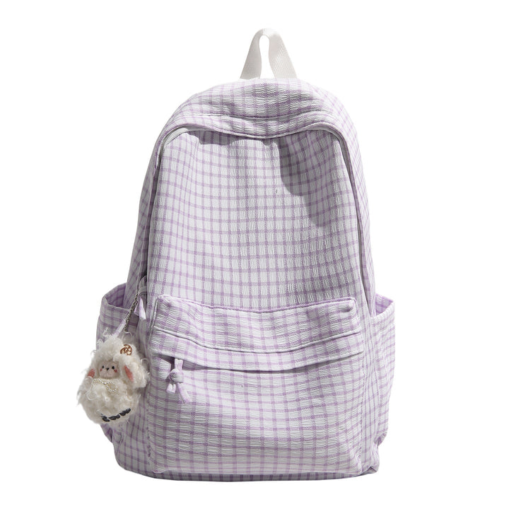 Checkered Patterned Multi-Pocket Backpack kalsten