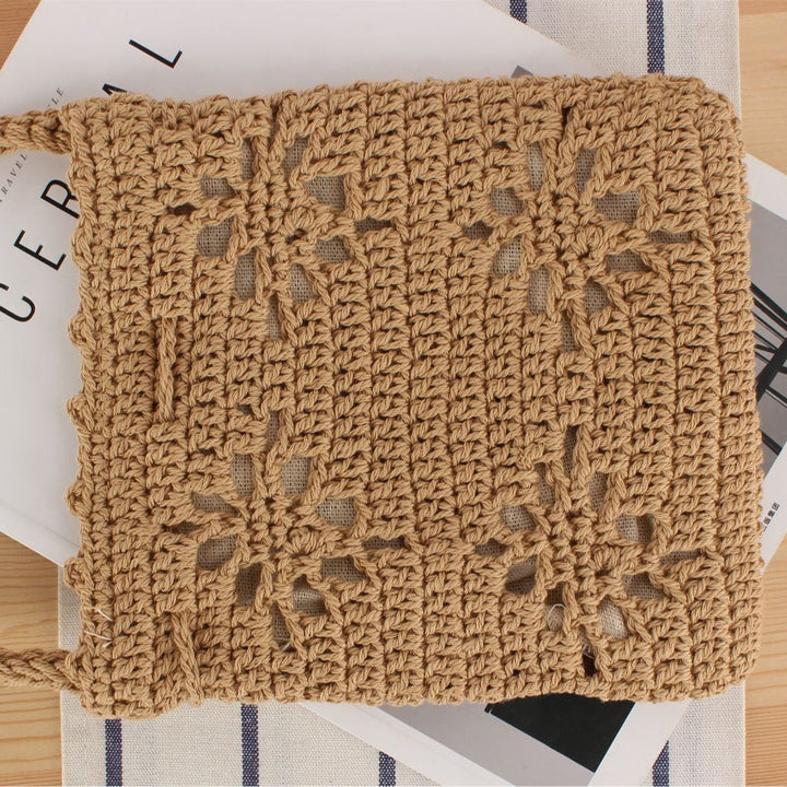 Handmade crochet shoulder bag with floral design Kalsten