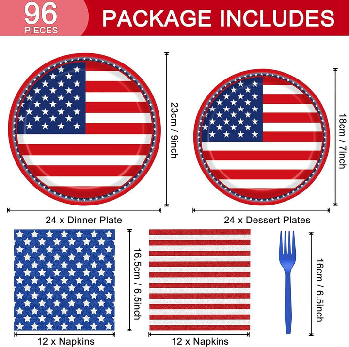 Unisex nan robust disposable paper plates with USA flag design and grease-resistant coating Kalsten