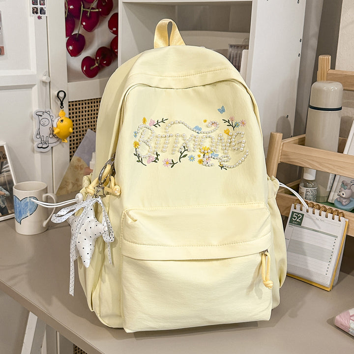 Embroidered Floral School Backpack