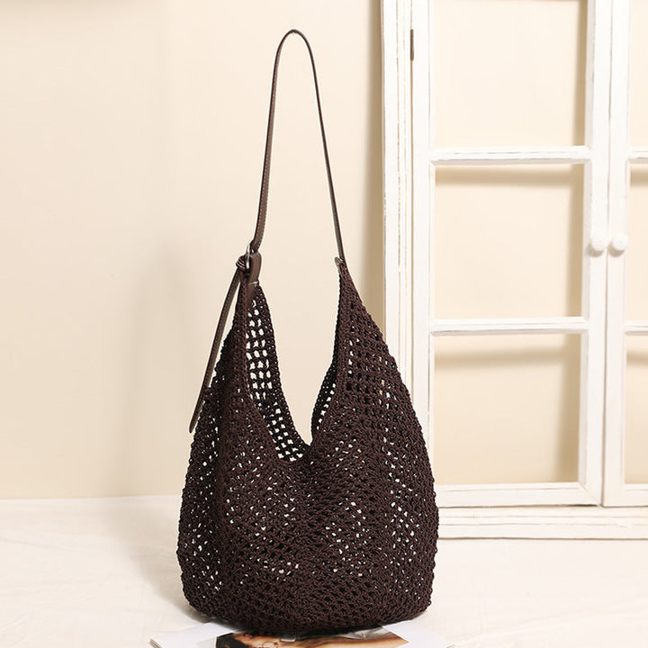 Casual mesh tote bag with adjustable leather strap Kalsten