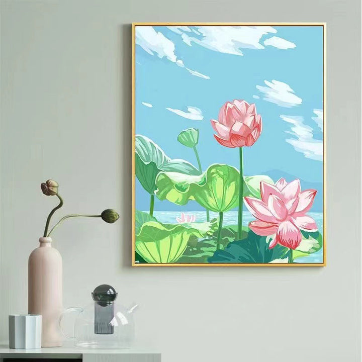 Contemporary Lotus Floral Canvas Art Print Kalsten