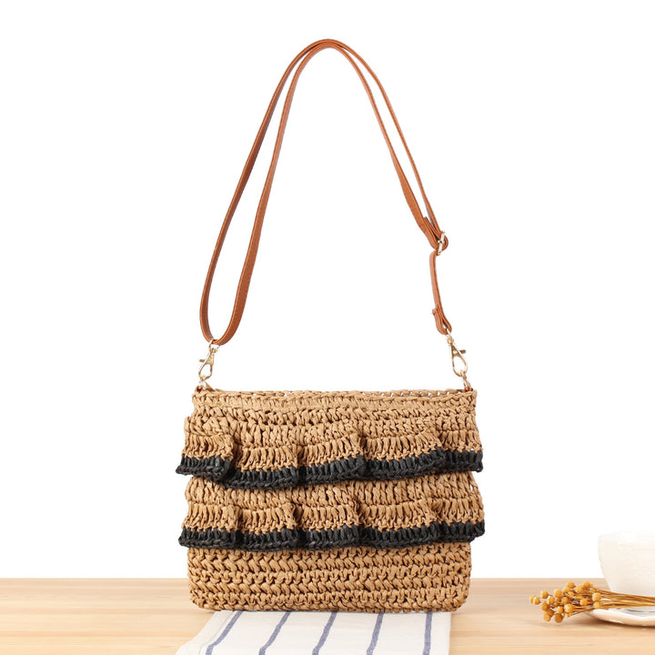 Handbag with Ruffle Design Made of Braided Straw Kalsten