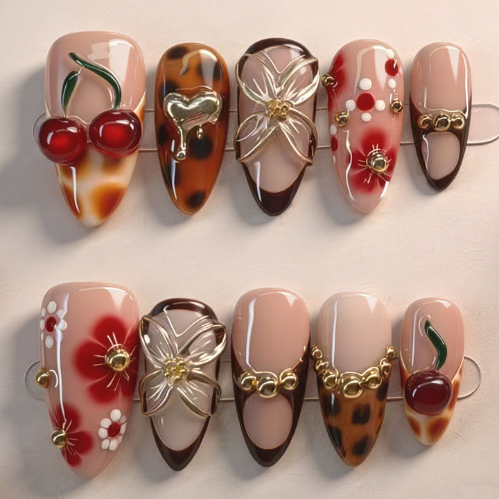 Artistic Floral Accent Press-On Nails Kalsten 1787225333