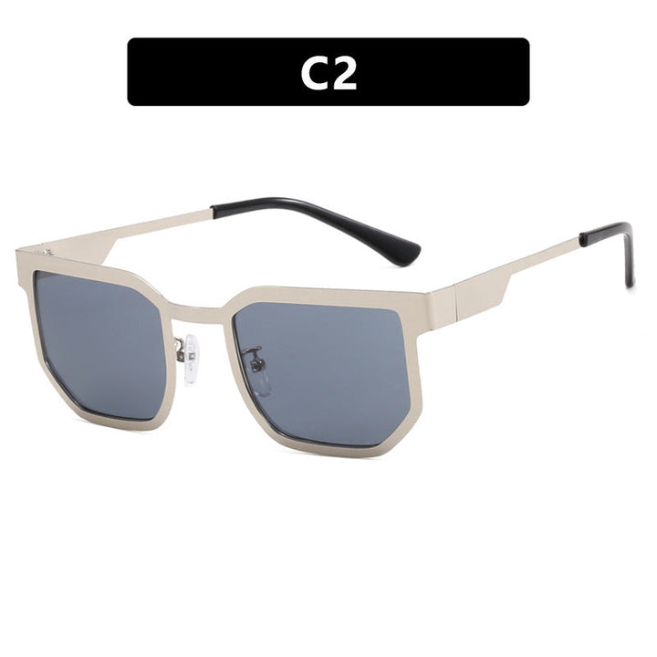 Ladies modern sunglasses in trendy rectangular design with narrow metal frame Kalsten