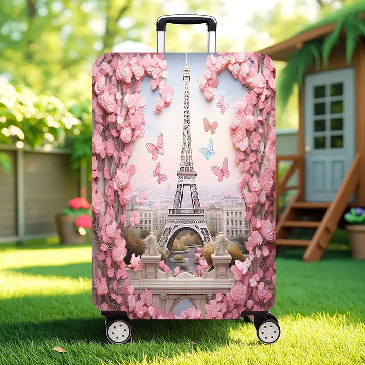 Unisex nan elastic suitcase cover with three-dimensional flower and butterfly design for trolley with zipper and slip-resistant interior fastening Kalsten