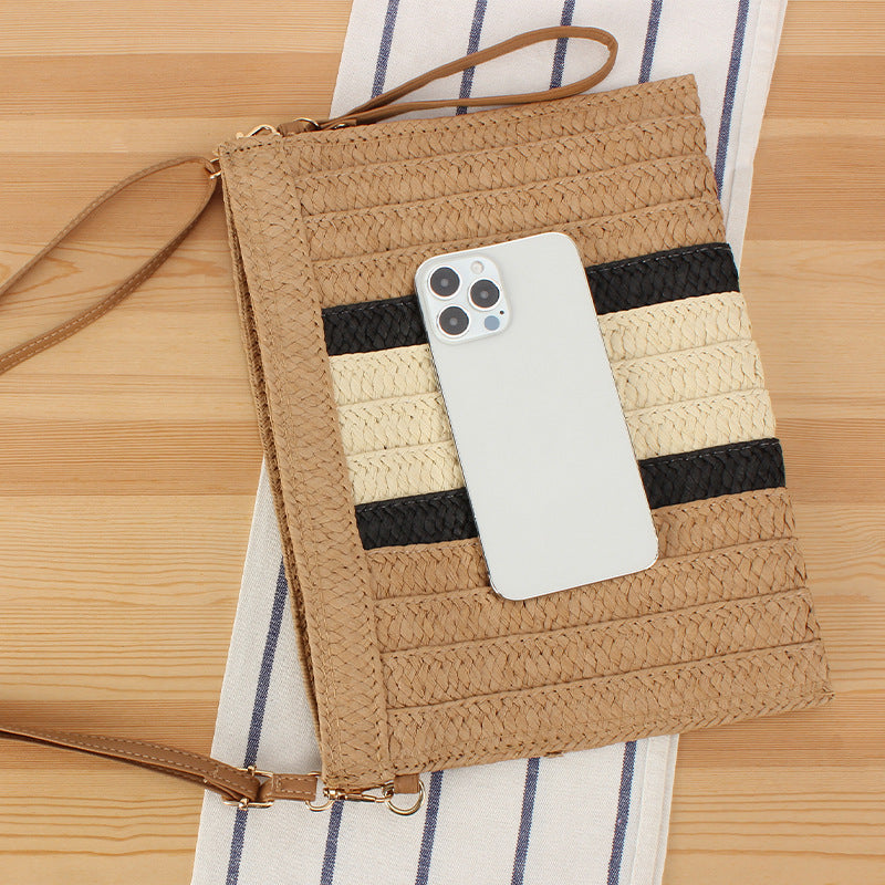 Handbag Made of Woven Material with Stylish Stripe Pattern Kalsten